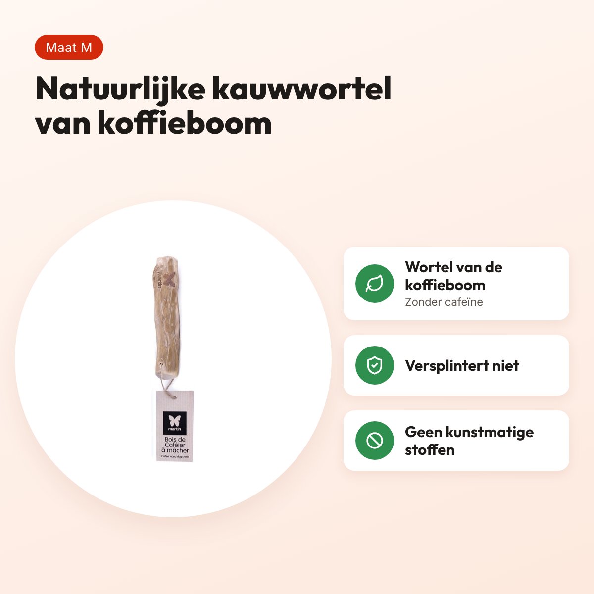 Martin kauwwortel koffiehout M – natuurlijke kauwwortel voor honden – voordelen