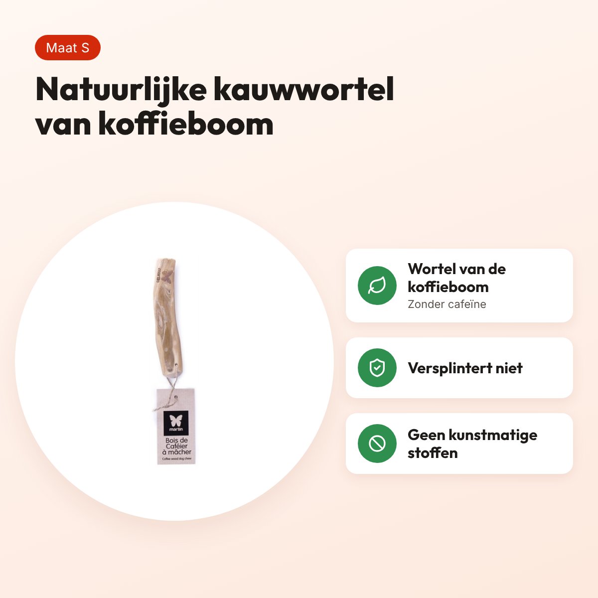 Martin kauwwortel koffiehout S – natuurlijke kauwwortel voor honden – voordelen