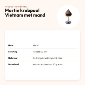 Martin krabpaal Vietnam met mand waterhyacint 50 cm – productinformatie