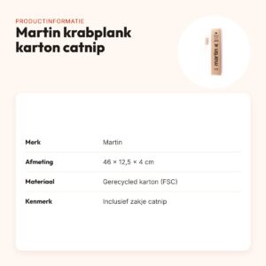 Martin krabplank karton met catnip 46 x 12,5 x 4 cm – productinformatie