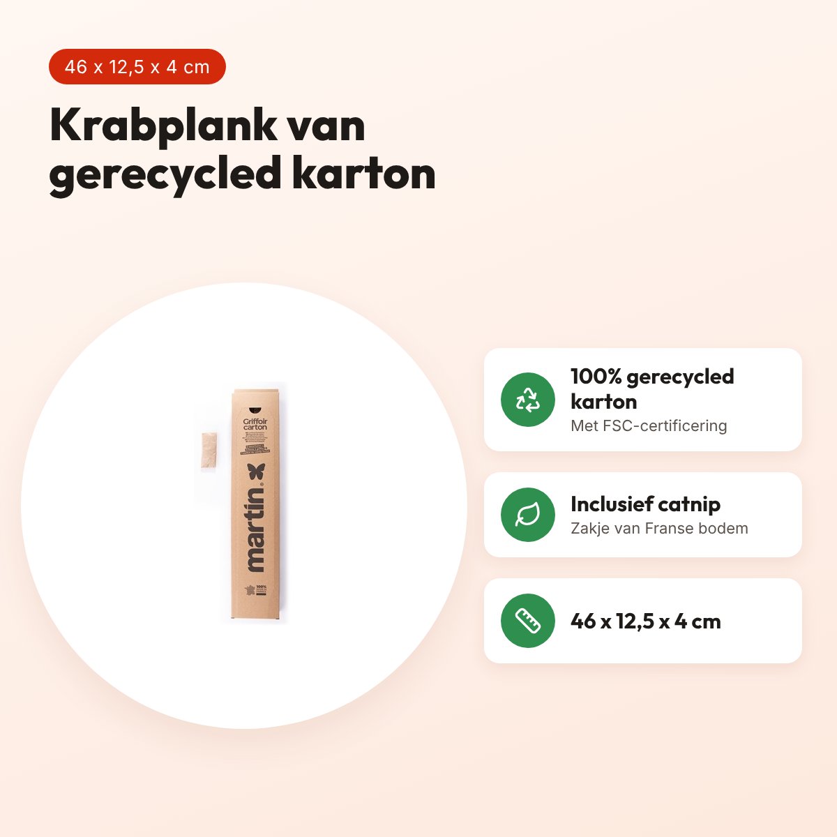 Martin krabplank karton met catnip 46 x 12,5 x 4 cm – voordelen