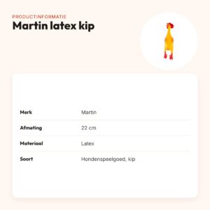 Martin latex hondenspeelgoed kip 22 cm – productinformatie