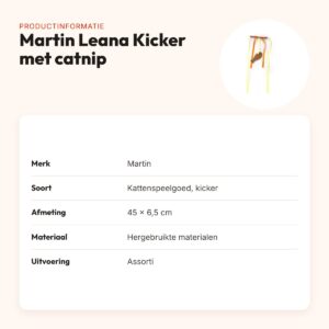 Martin Leana Kicker kattenspeelgoed met catnip 45 x 6,5 cm – gerecycled – productinformatie