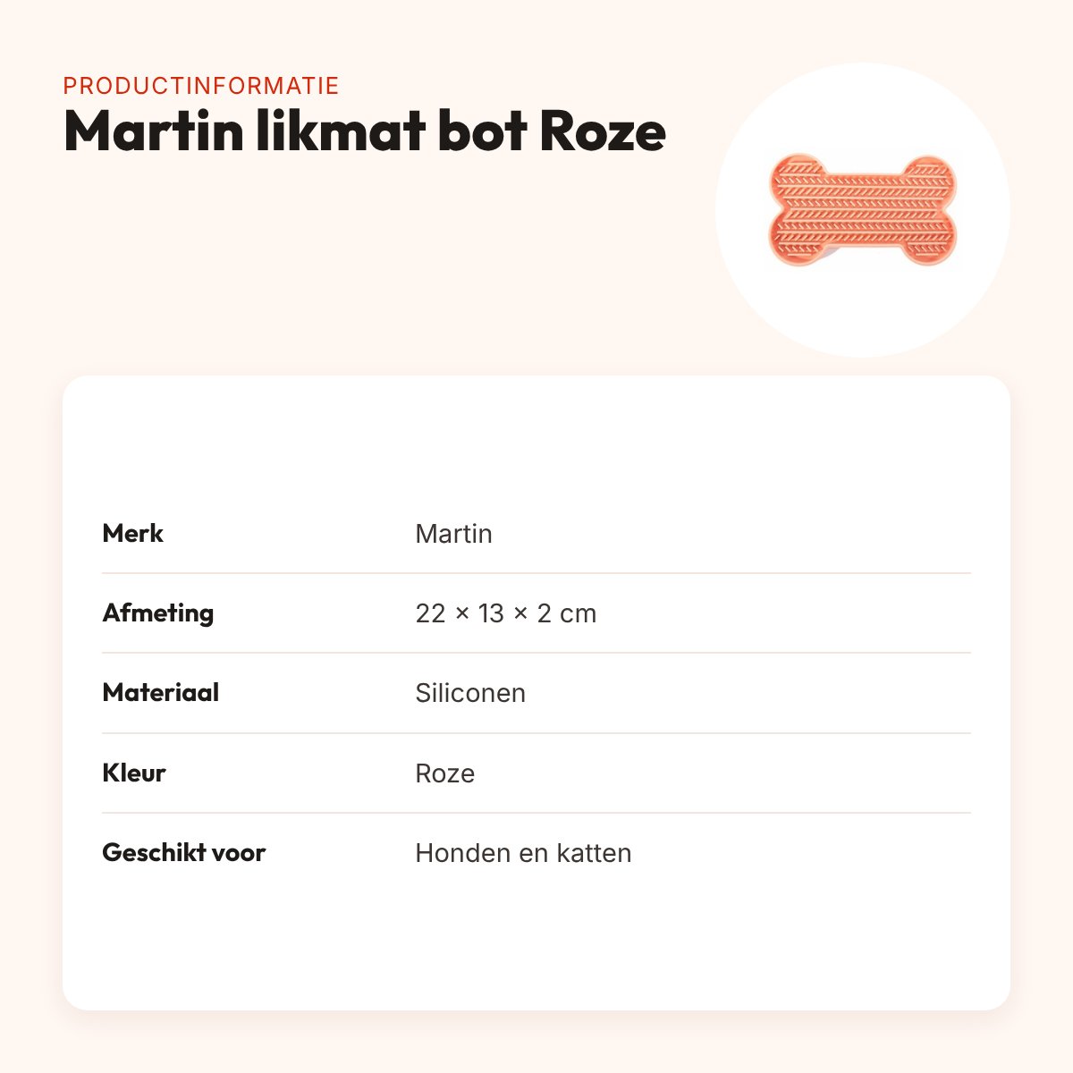 Martin likmat bot Roze 22 x 13 x 2 cm – siliconen, met zuignappen – productinformatie