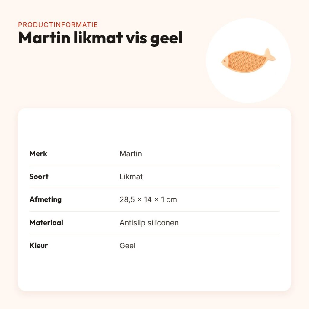 Martin likmat vis siliconen geel 28,5 x 14 x 1 cm – antislip – productinformatie