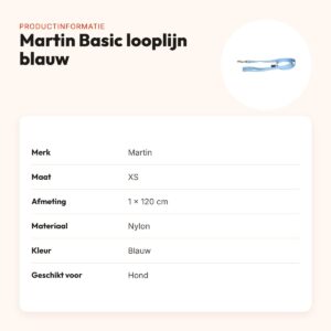 Martin looplijn Basic nylon blauw 1 x 120 cm – maat XS – productinformatie