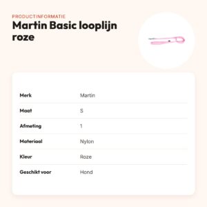 Martin looplijn Basic nylon roze 1,6 x 120 cm – maat S – productinformatie