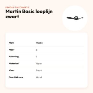 Martin looplijn Basic nylon zwart 1,6 x 120 cm – maat S – productinformatie