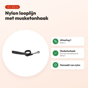 Martin looplijn Basic nylon zwart 1,6 x 120 cm – maat S – voordelen