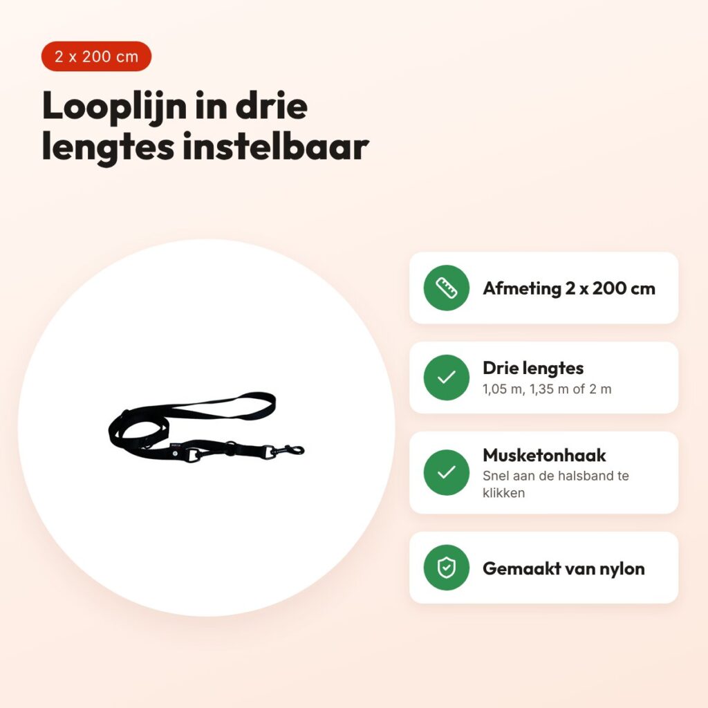 Martin looplijn Multipurpose Basic nylon zwart 2 x 200 cm – voordelen