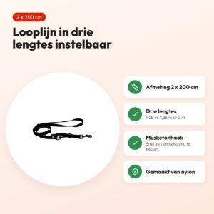 Martin looplijn Multipurpose Basic nylon zwart 2 x 200 cm – voordelen