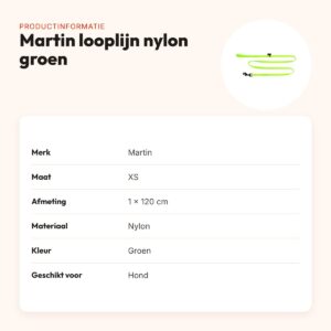 Martin looplijn nylon groen 1 x 120 cm – maat XS – productinformatie