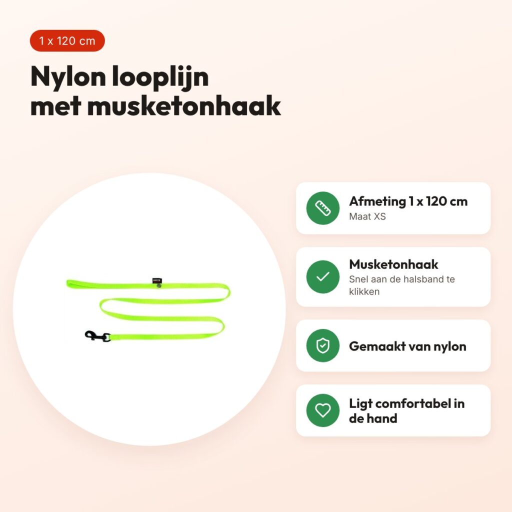 Martin looplijn nylon groen 1 x 120 cm – maat XS – voordelen