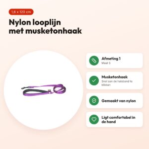 Martin looplijn nylon paars 1,6 x 120 cm – maat S – voordelen