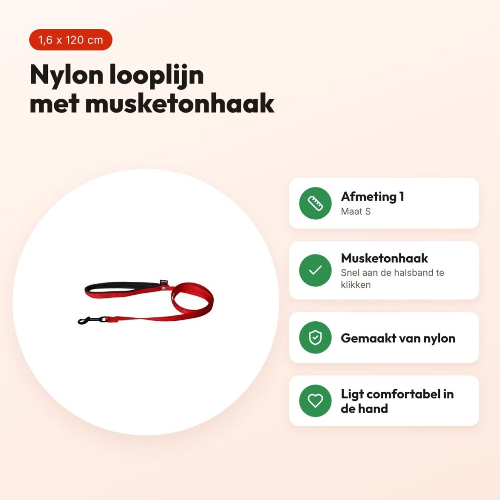 Martin looplijn nylon rood 1,6 x 120 cm – maat S – voordelen