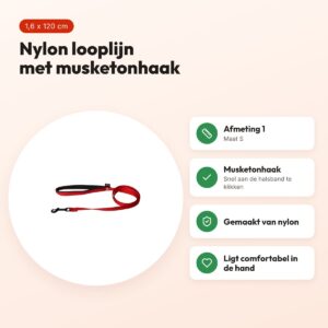 Martin looplijn nylon rood 1,6 x 120 cm – maat S – voordelen