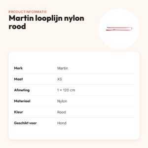 Martin looplijn nylon rood 1 x 120 cm – maat XS – productinformatie