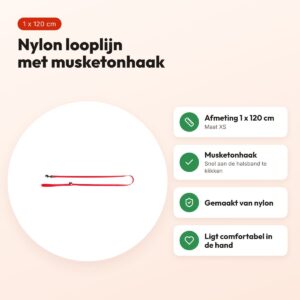 Martin looplijn nylon rood 1 x 120 cm – maat XS – voordelen