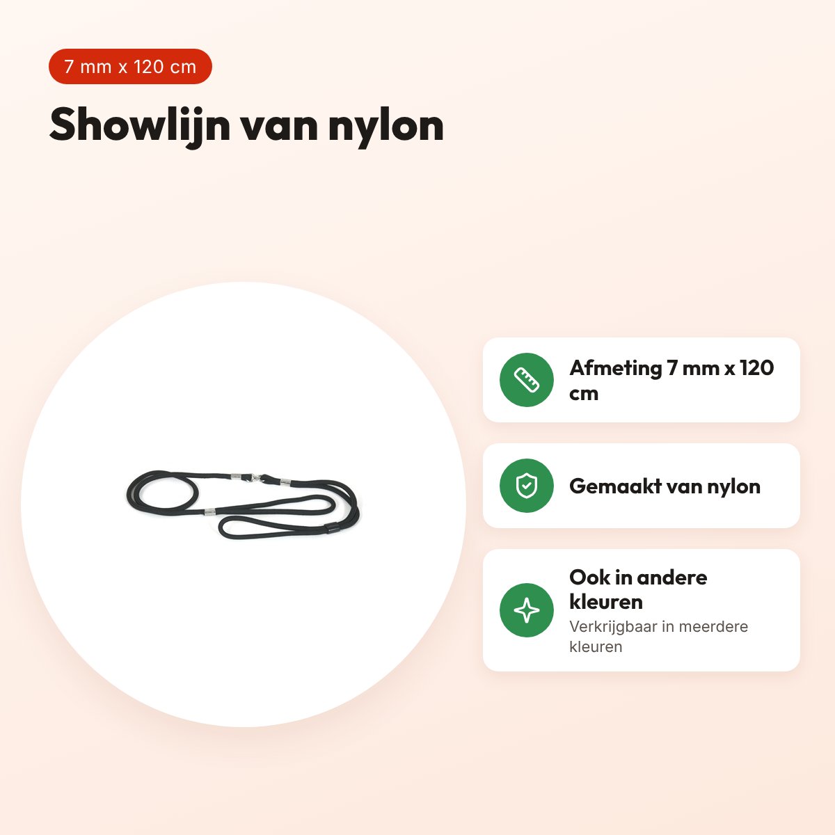 Martin showlijn nylon zwart 7 mm x 120 cm – voordelen