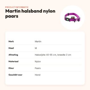 Martin verstelbare halsband nylon paars 40-55 cm – maat M – productinformatie