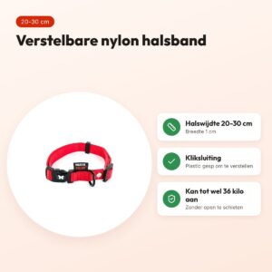 Martin verstelbare halsband nylon rood 20-30 cm – maat XS – voordelen