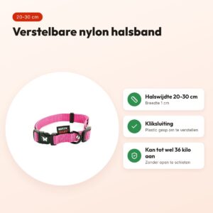 Martin verstelbare halsband nylon roze 20-30 cm – maat XS – voordelen
