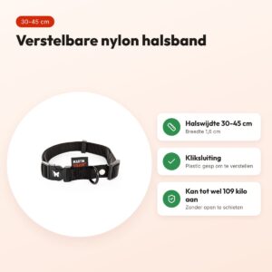 Martin verstelbare halsband nylon zwart 30-45 cm – maat S – voordelen