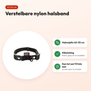 Martin verstelbare halsband nylon zwart 40-55 cm – maat M – voordelen