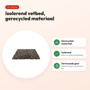 Martin vetbed luipaardprint beige/zwart 75 x 50 cm – gerecycled – voordelen