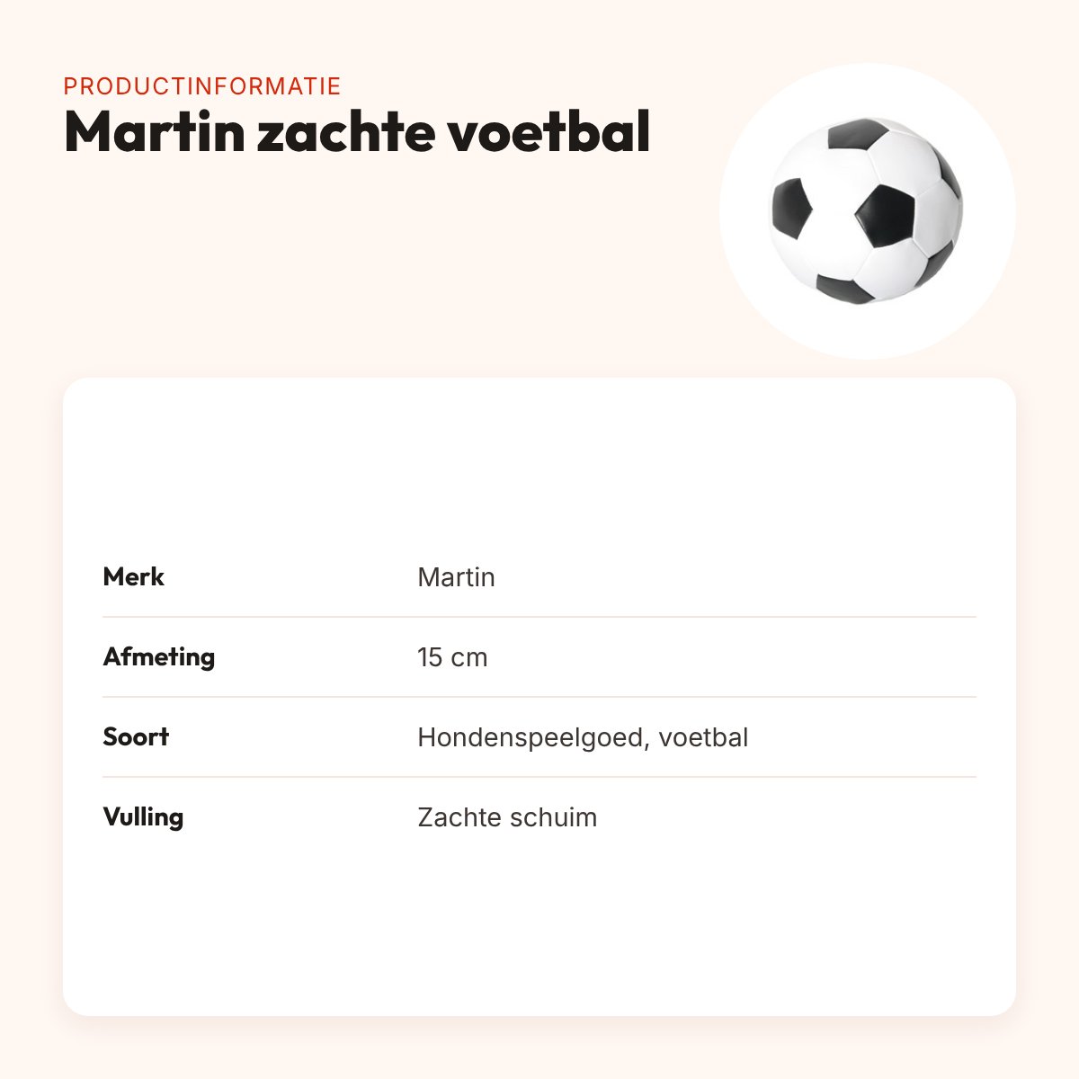 Martin zachte voetbal 15 cm – lichtgewicht hondenspeelgoed – productinformatie