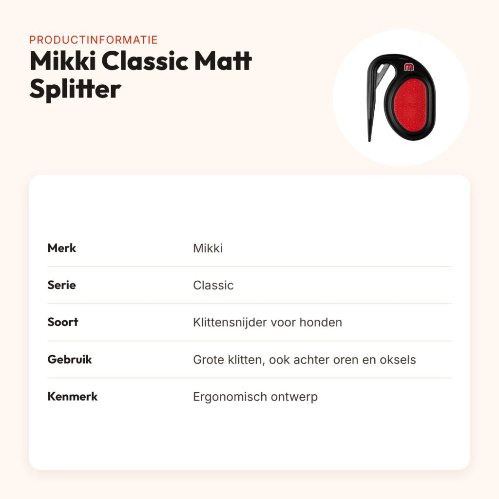 Mikki Classic Matt Splitter klittensnijder voor honden – ergonomisch – productinformatie