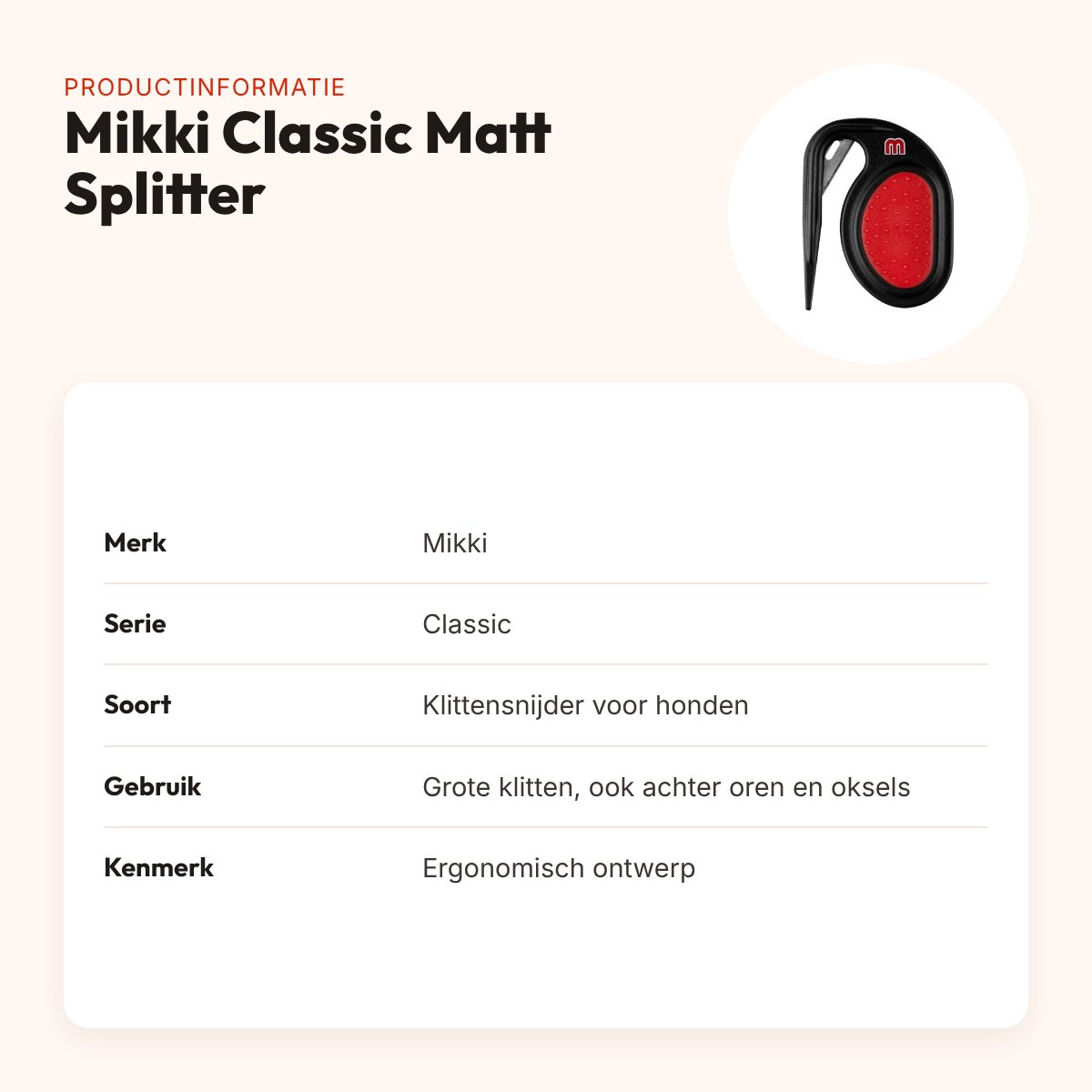 Mikki Classic Matt Splitter klittensnijder voor honden – ergonomisch – productinformatie