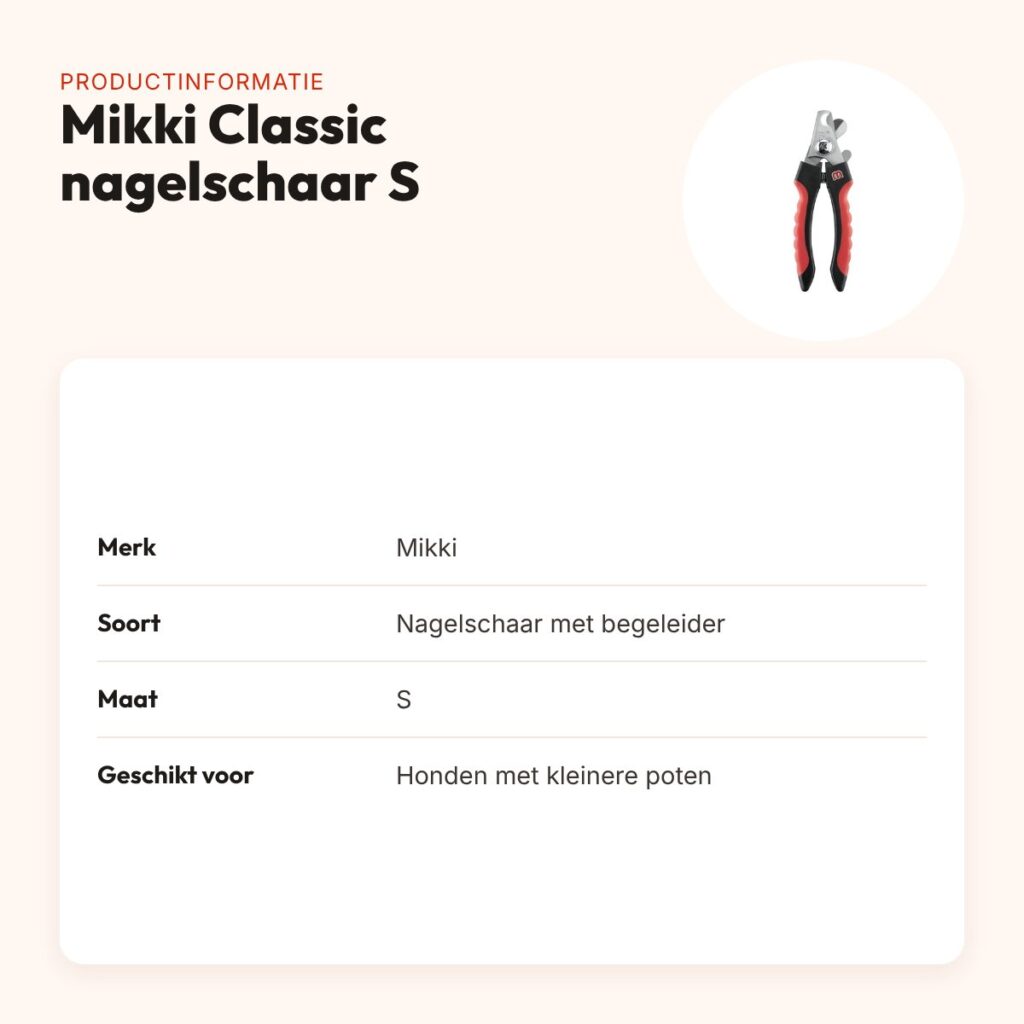 Mikki Classic nagelschaar S voor honden – ergonomisch, met begeleider – productinformatie