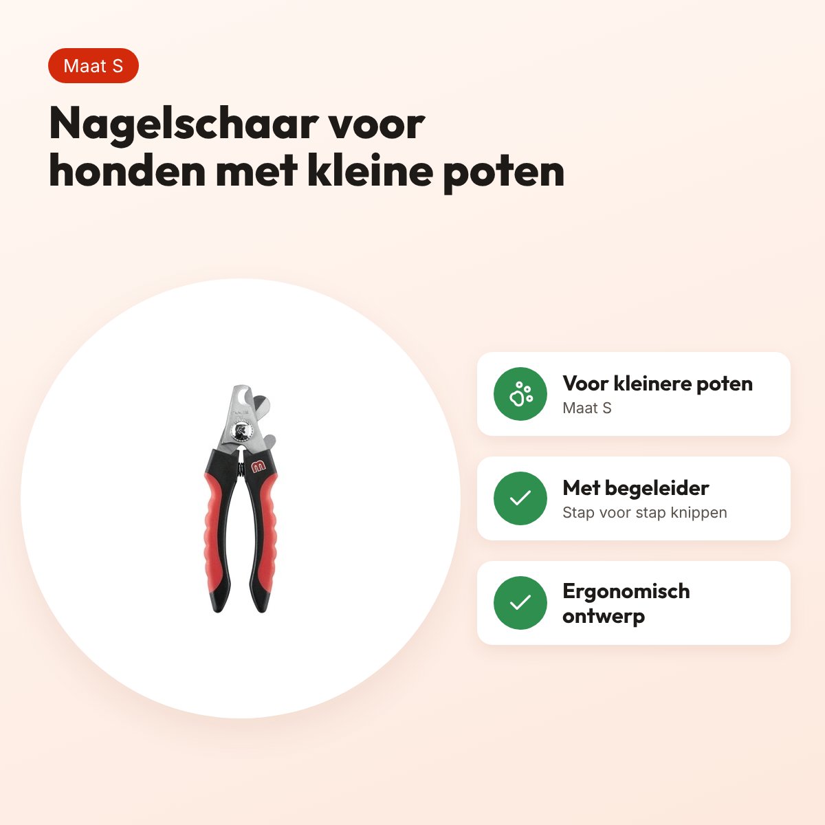 Mikki Classic nagelschaar S voor honden – ergonomisch, met begeleider – voordelen