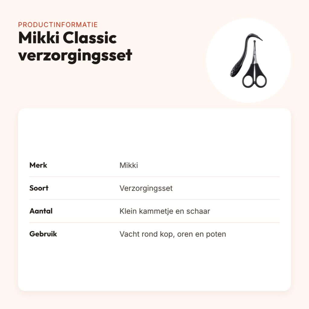 Mikki Classic verzorgingsset oren en kop – kammetje en schaar – productinformatie