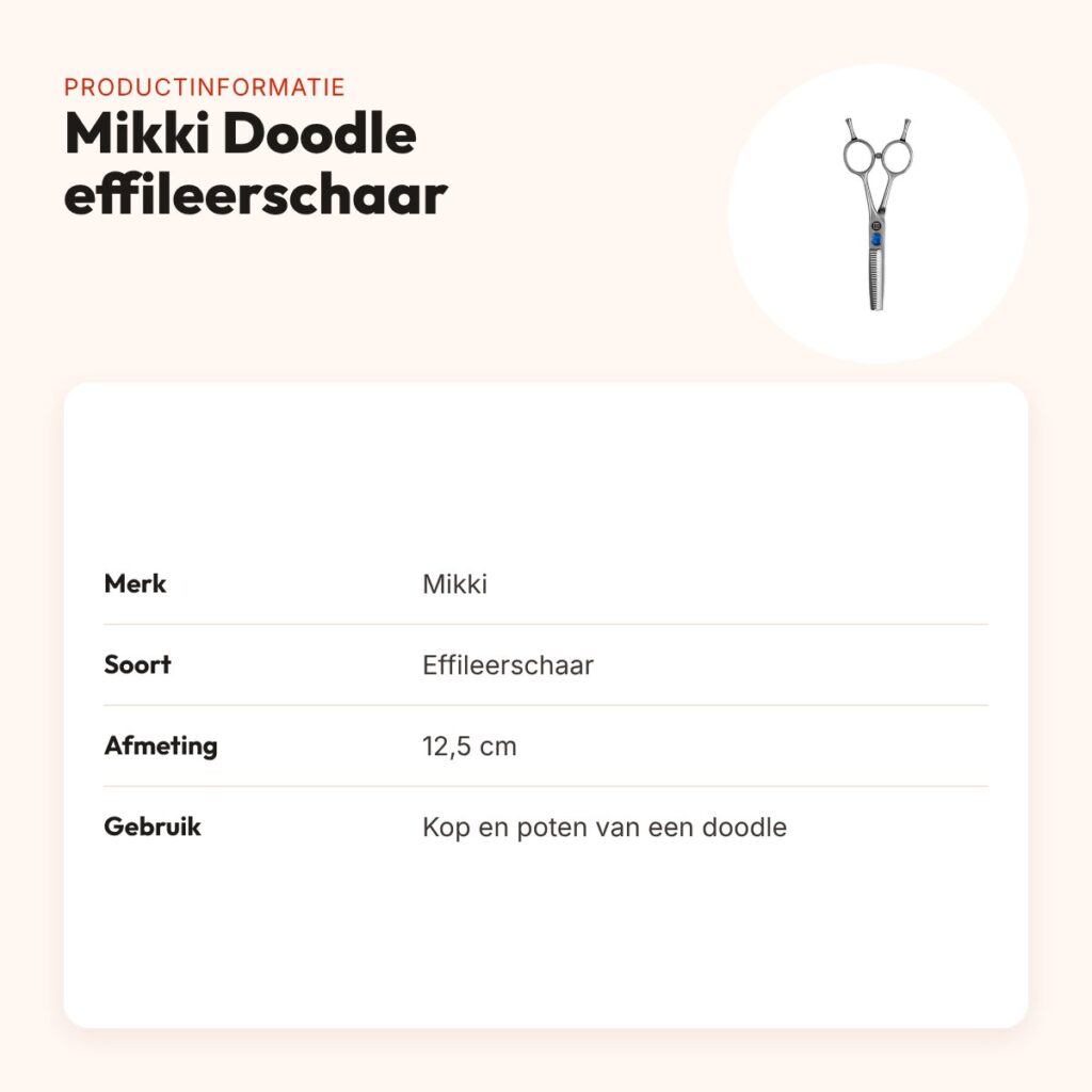 Mikki Doodle effileerschaar 12,5 cm – voor kop en poten – productinformatie