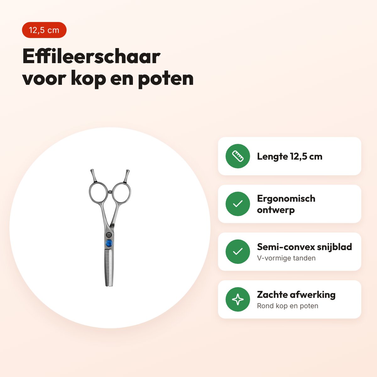 Mikki Doodle effileerschaar 12,5 cm – voor kop en poten – voordelen