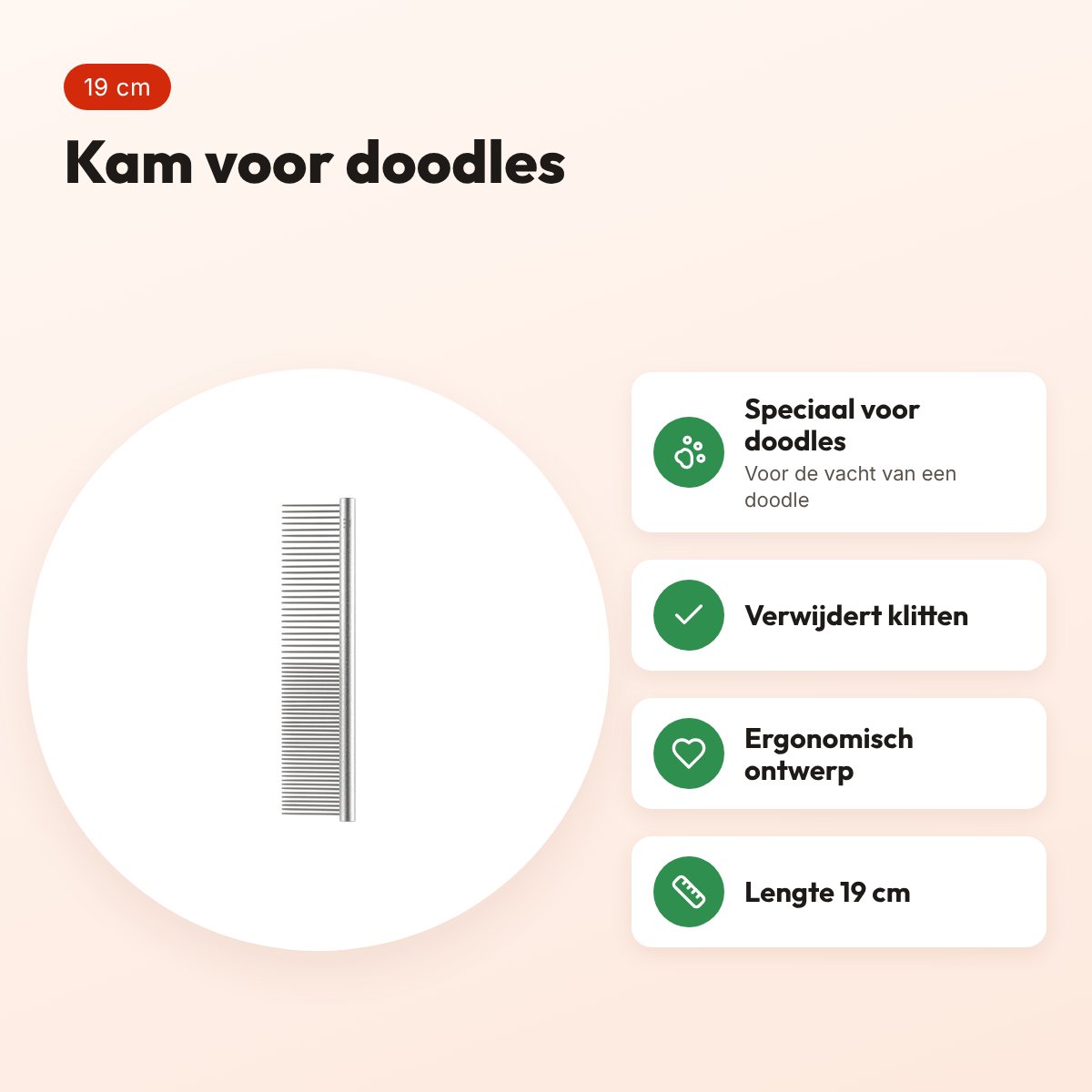 Mikki Doodle kam 19 cm – ergonomisch – voordelen