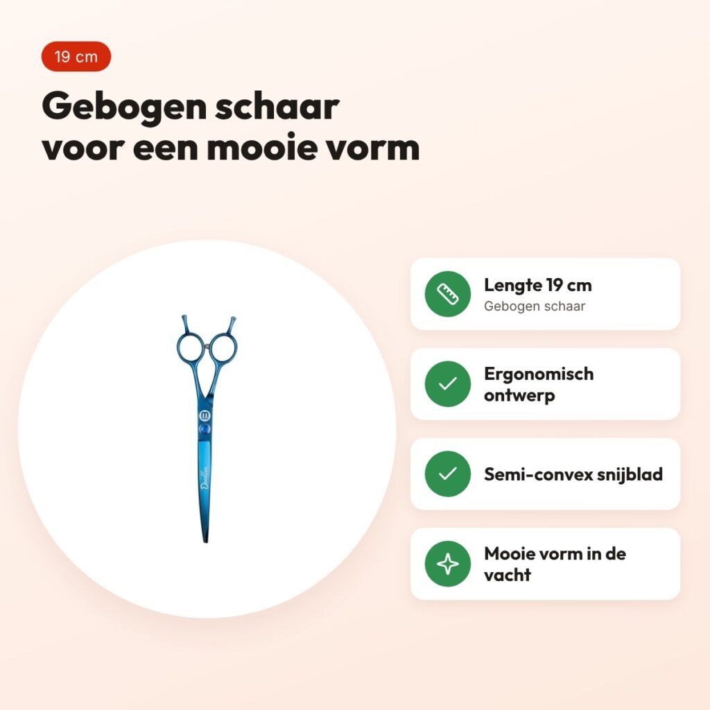 Mikki Doodle schaar gebogen 19 cm – ergonomisch ontwerp – voordelen