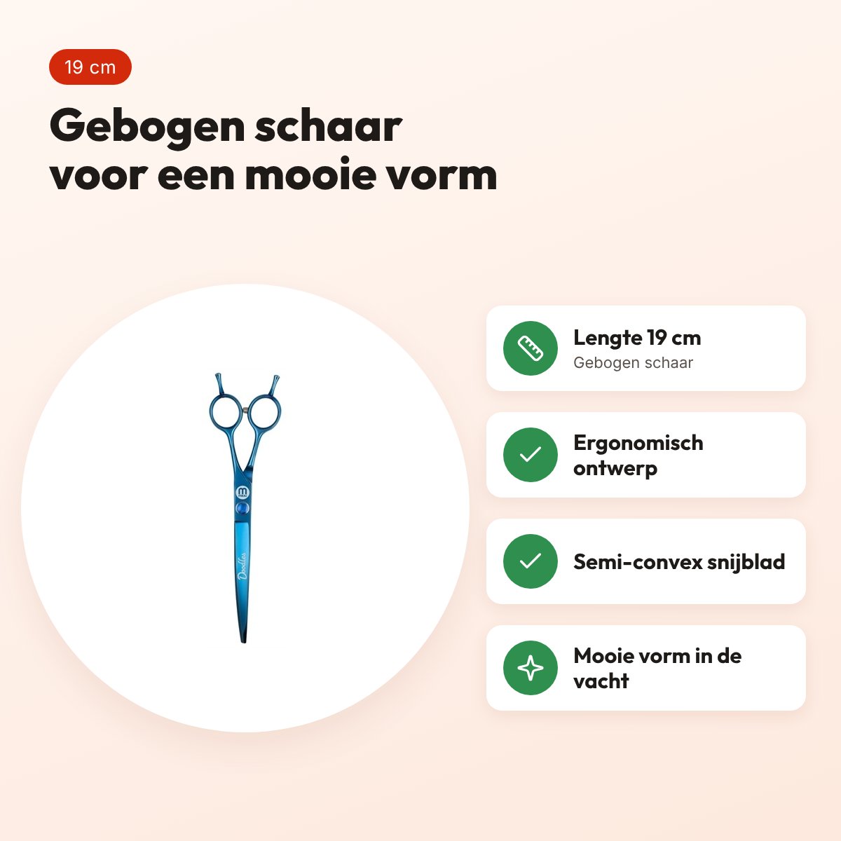Mikki Doodle schaar gebogen 19 cm – ergonomisch ontwerp – voordelen