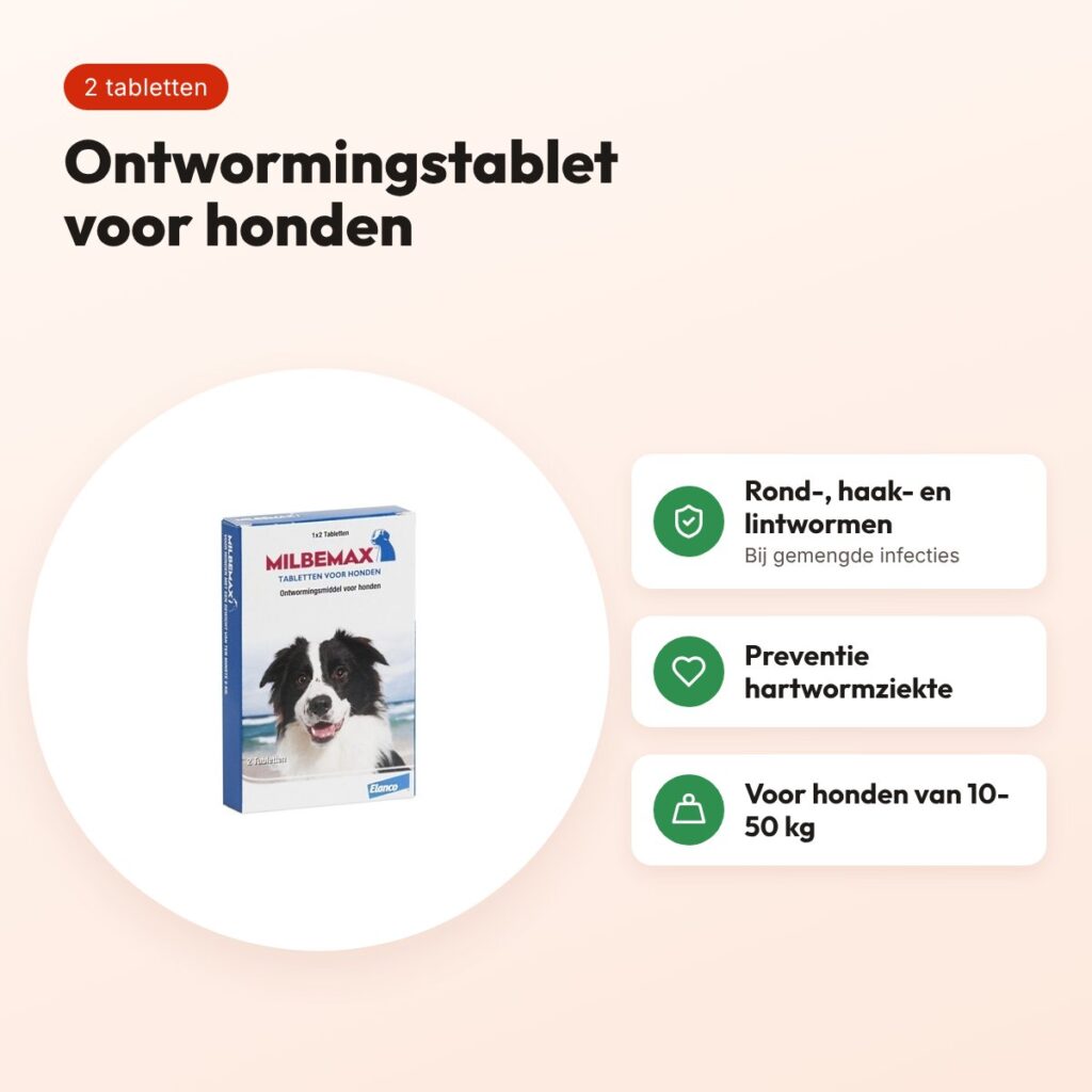Milbemax ontwormingstabletten hond 10-50 kg – 2 tabletten – voordelen