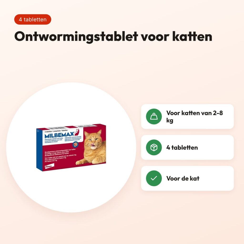 Milbemax ontwormingstabletten kat 2-8 kg – 4 tabletten – voordelen