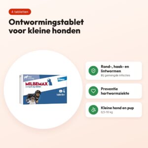 Milbemax ontwormingstabletten kleine hond en pup 0,5-10 kg – 4 tabletten – voordelen