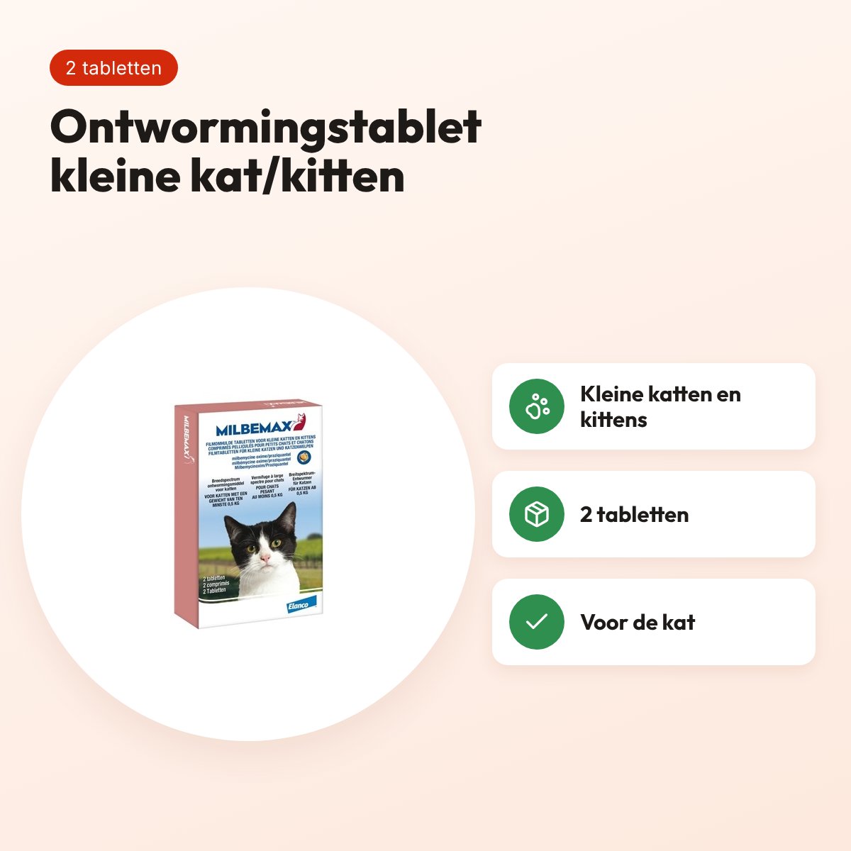 Milbemax ontwormingstabletten kleine kat en kitten – 2 tabletten – voordelen