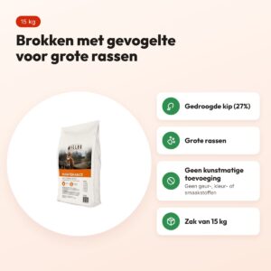 Millor hondenvoer Extruded Adult Maintenance Large Breed 15 kg – gevogelte – voordelen