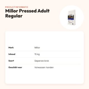 Millor hondenvoer Premium Pressed Adult Regular 15 kg – productinformatie