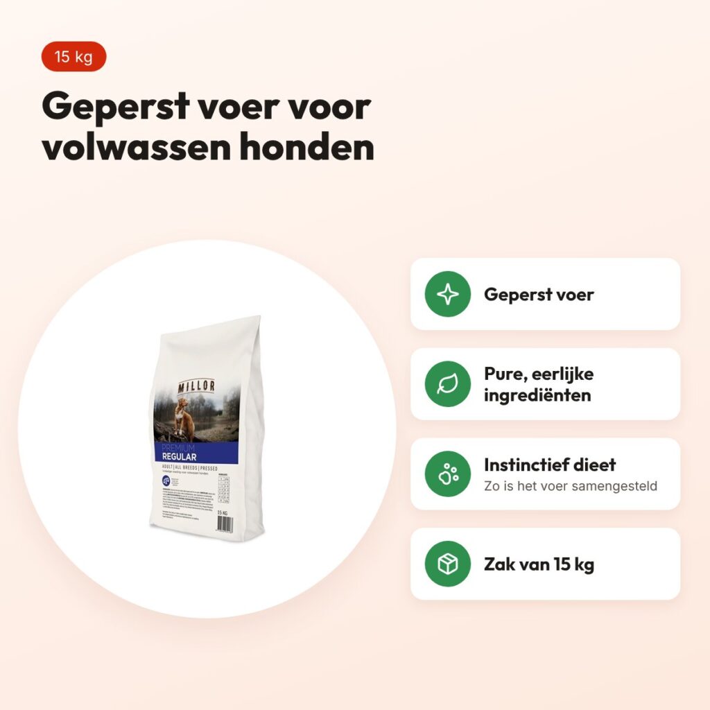 Millor hondenvoer Premium Pressed Adult Regular 15 kg – voordelen