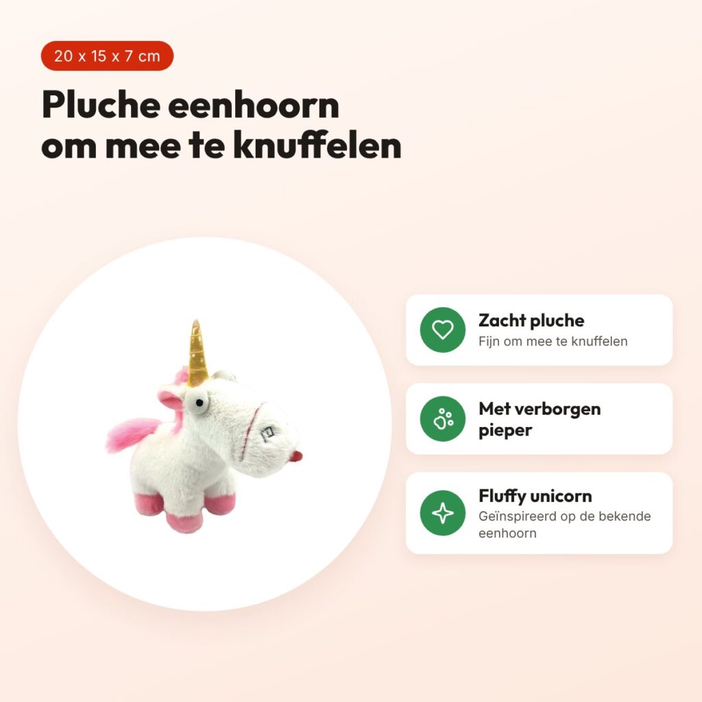 Minions hondenknuffel So Fluffy Unicorn pluche wit 19,8 x 15,2 x 7,4 cm – voordelen