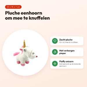 Minions hondenknuffel So Fluffy Unicorn pluche wit 19,8 x 15,2 x 7,4 cm – voordelen
