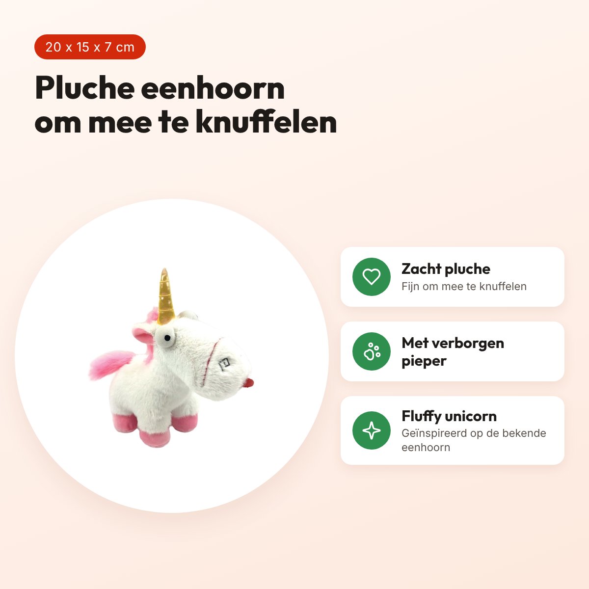 Minions hondenknuffel So Fluffy Unicorn pluche wit 19,8 x 15,2 x 7,4 cm – voordelen